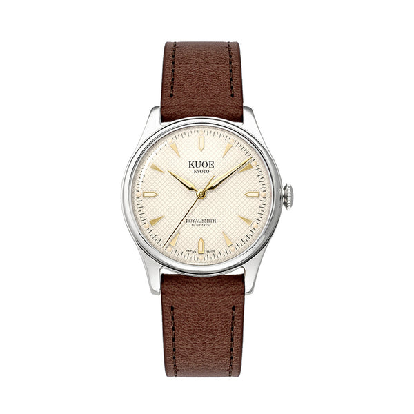 KUOE Royal Smith 90-006 Automatic 35mm Watch with Ivory Dial #RS90006C-SV-IV-DBR-SA