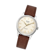 KUOE Royal Smith 90-006 Automatic 35mm Watch with Ivory Dial #RS90006C-SV-IV-DBR-SA
