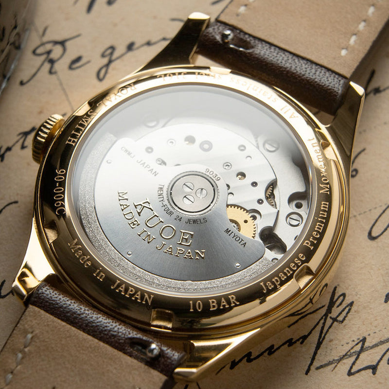 KUOE Royal Smith 90-006 Automatic 35mm Watch with Ivory Dial #RS90006C-SV-IV-DBR-SA