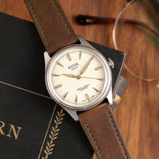 KUOE Royal Smith 90-006 Automatic 35mm Watch with Ivory Dial #RS90006C-SV-IV-DBR-SA