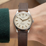 KUOE Royal Smith 90-006 Automatic 35mm Watch with Ivory Dial #RS90006C-SV-IV-DBR-SA