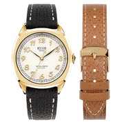 KUOE Royal Smith 90-008 Goldtone 34mm Dress Watch with Ivory Dial #RS90008-GD-GD