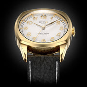KUOE Royal Smith 90-008 Goldtone 34mm Dress Watch with Ivory Dial #RS90008-GD-GD