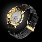 KUOE Royal Smith 90-008 Goldtone 34mm Dress Watch with Ivory Dial #RS90008-GD-GD