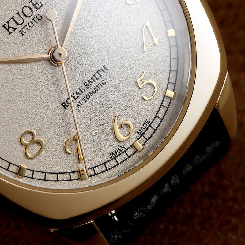 KUOE Royal Smith 90-008 Goldtone 34mm Dress Watch with Ivory Dial #RS90008-GD-GD