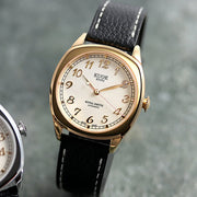 KUOE Royal Smith 90-008 Goldtone 34mm Dress Watch with Ivory Dial #RS90008-GD-GD