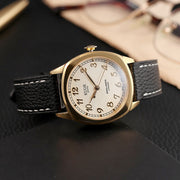 KUOE Royal Smith 90-008 Goldtone 34mm Dress Watch with Ivory Dial #RS90008-GD-GD
