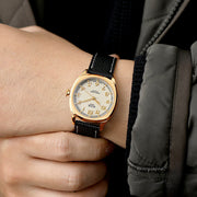 KUOE Royal Smith 90-008 Goldtone 34mm Dress Watch with Ivory Dial #RS90008-GD-GD