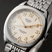 KUOE Royal Smith 90-008 Silver 34mm Dress Watch with Ivory Dial #RS90008-SV-GD