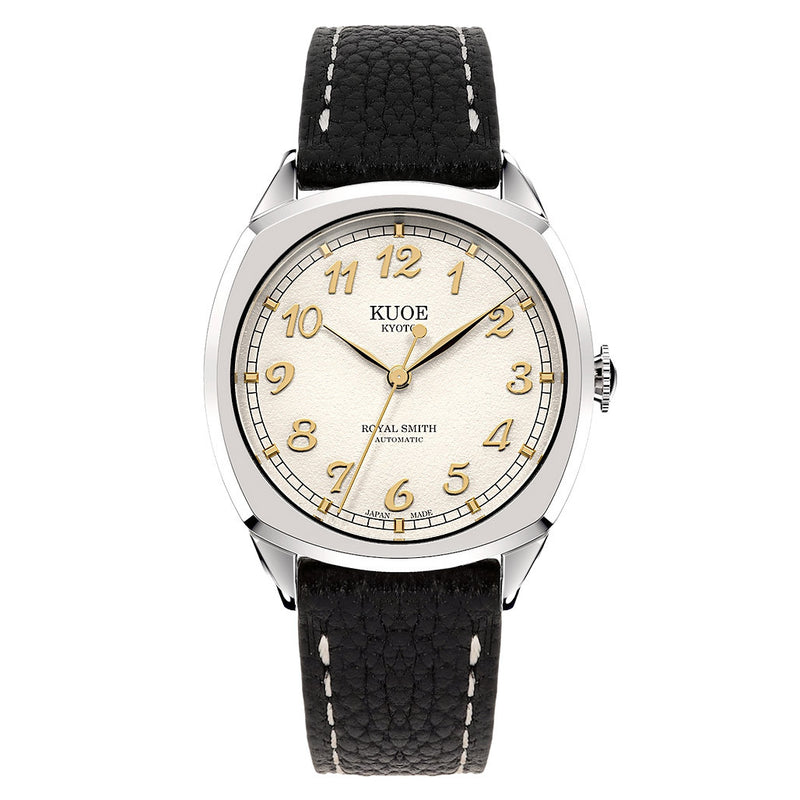 KUOE Royal Smith 90-008 Silver 34mm Dress Watch with Ivory Dial #RS90008-SV-GD