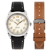 KUOE Royal Smith 90-008 Silver 34mm Dress Watch with Ivory Dial #RS90008-SV-GD