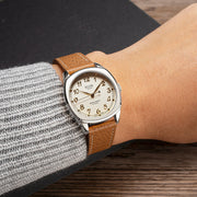 KUOE Royal Smith 90-008 Silver 34mm Dress Watch with Ivory Dial #RS90008-SV-GD