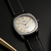 KUOE Royal Smith 90-008 Silver 34mm Dress Watch with Ivory Dial #RS90008-SV-GD