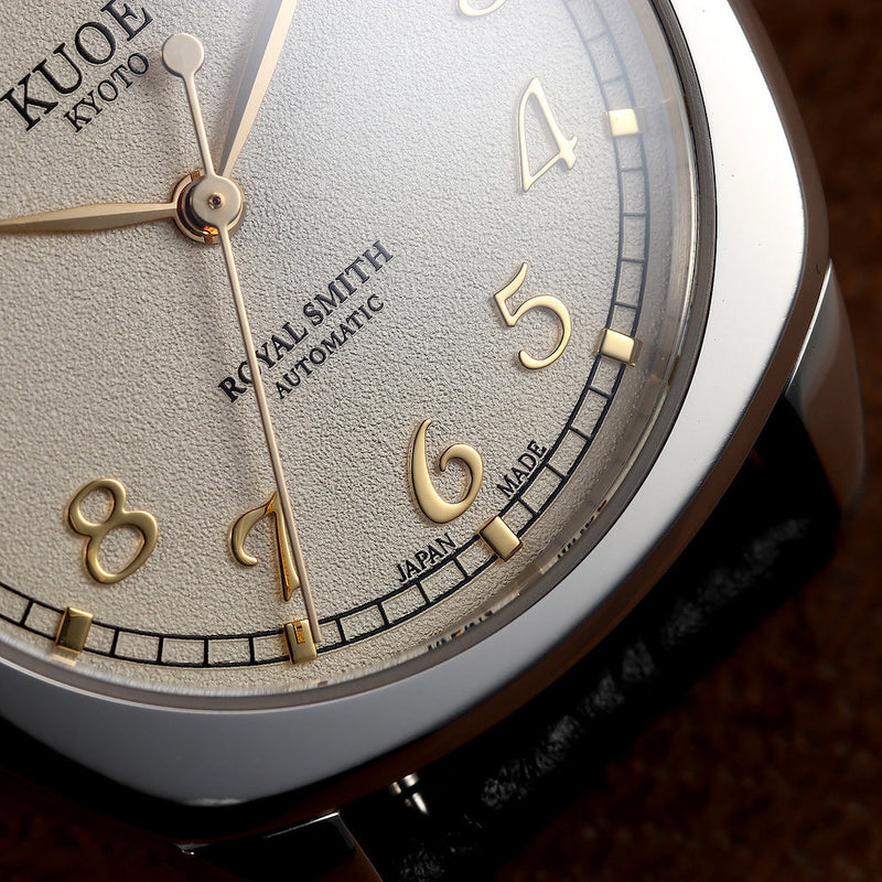 KUOE Royal Smith 90-008 Silver 34mm Dress Watch with Ivory Dial #RS90008-SV-GD