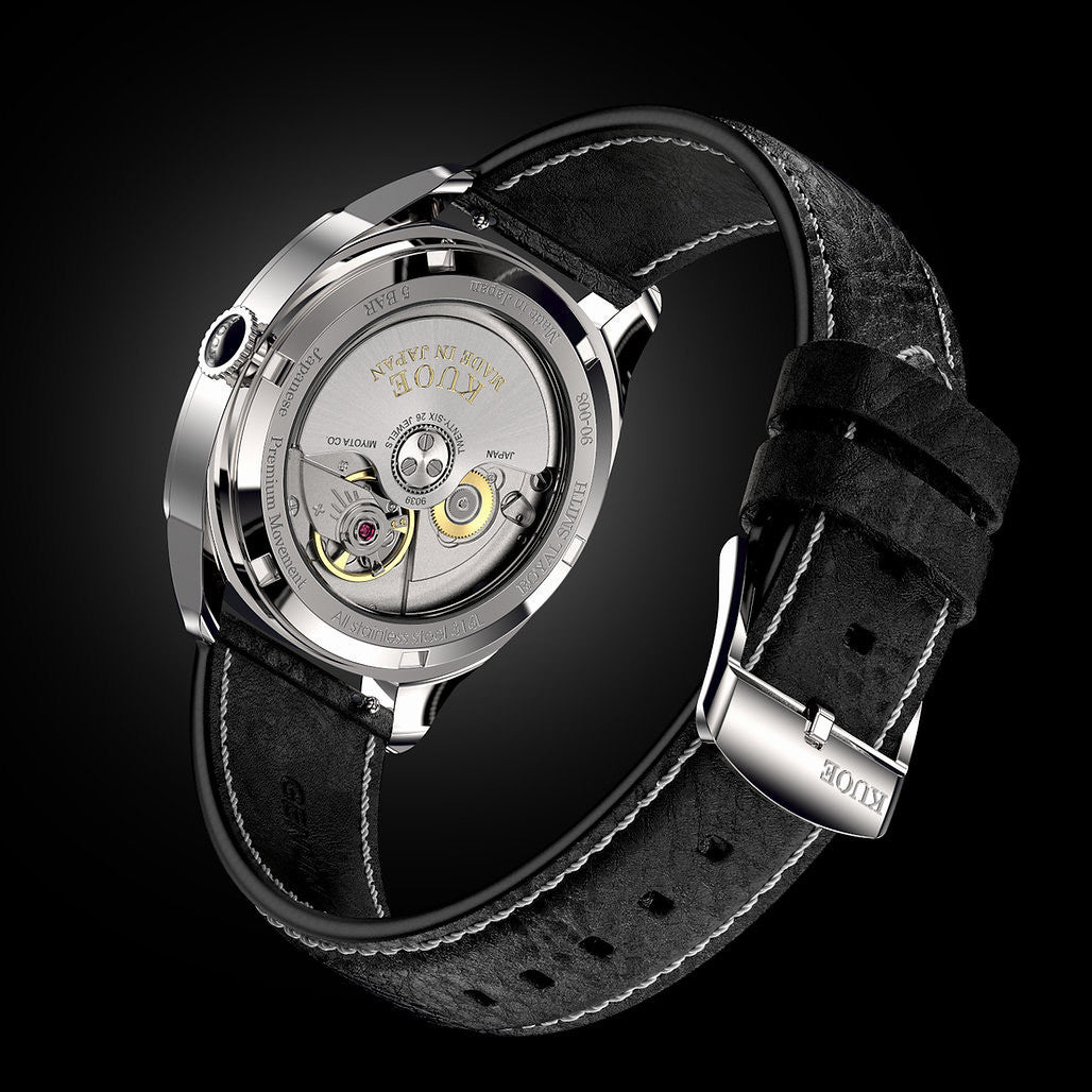 KUOE Royal Smith 90-008 Silver 34mm Dress Watch with Ivory Dial