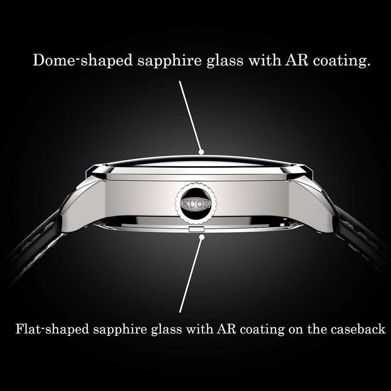 KUOE Royal Smith 90-008 Silver 34mm Dress Watch with Ivory Dial #RS90008-SV-GD