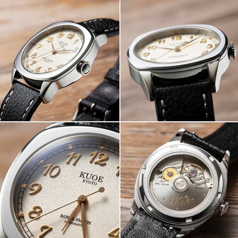 KUOE Royal Smith 90-008 Silver 34mm Dress Watch with Ivory Dial #RS90008-SV-GD