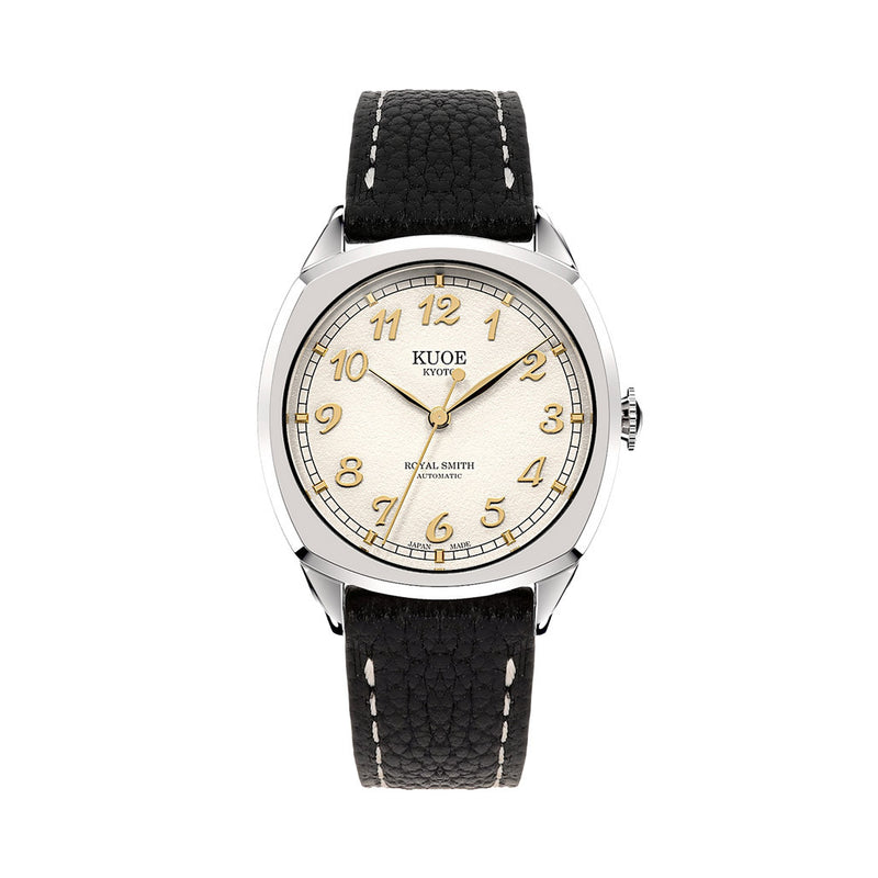 KUOE Royal Smith 90-008 Silver 34mm Dress Watch with Ivory Dial #RS90008-SV-GD