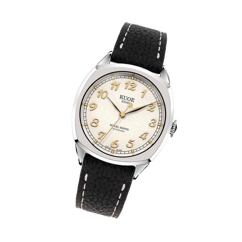 KUOE Royal Smith 90-008 Silver 34mm Dress Watch with Ivory Dial #RS90008-SV-GD