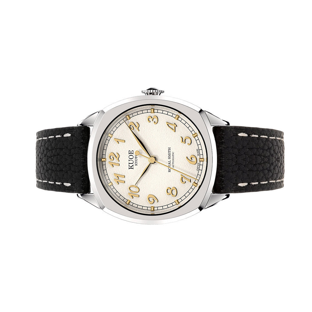 KUOE Royal Smith 90-008 Silver 34mm Dress Watch with Ivory Dial