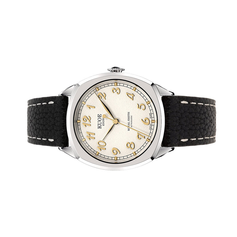 KUOE Royal Smith 90-008 Silver 34mm Dress Watch with Ivory Dial #RS90008-SV-GD