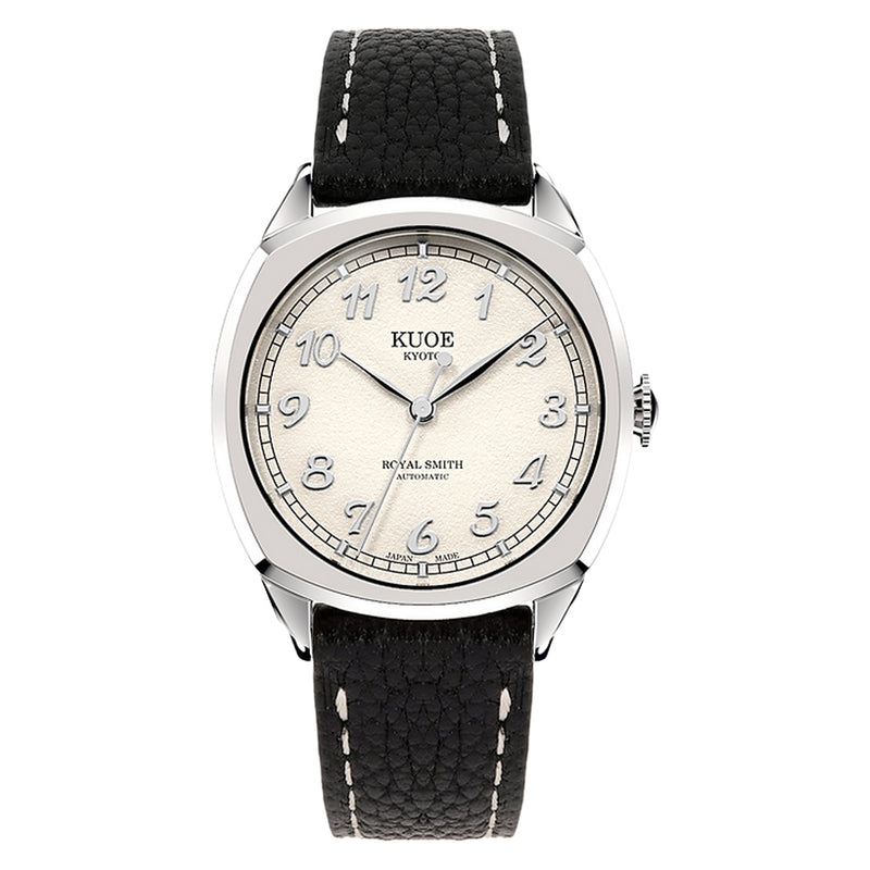 KUOE Royal Smith 90-008 Silver 34mm Dress Watch with Ivory Dial #RS90008-SV-SV