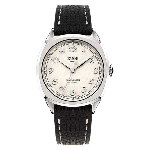 KUOE Royal Smith 90-008 Silver 34mm Dress Watch with Ivory Dial #RS90008-SV-SV