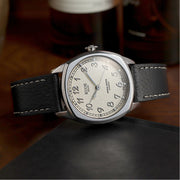 KUOE Royal Smith 90-008 Silver 34mm Dress Watch with Ivory Dial #RS90008-SV-SV