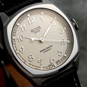 KUOE Royal Smith 90-008 Silver 34mm Dress Watch with Ivory Dial #RS90008-SV-SV