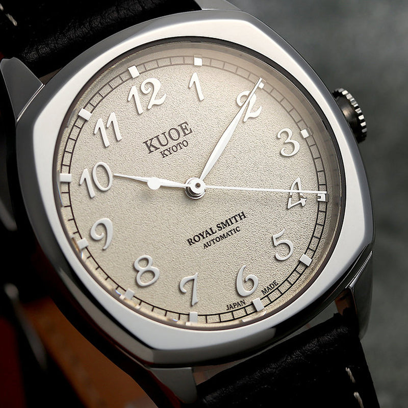 KUOE Royal Smith 90-008 Silver 34mm Dress Watch with Ivory Dial #RS90008-SV-SV