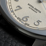 KUOE Royal Smith 90-008 Silver 34mm Dress Watch with Ivory Dial #RS90008-SV-SV