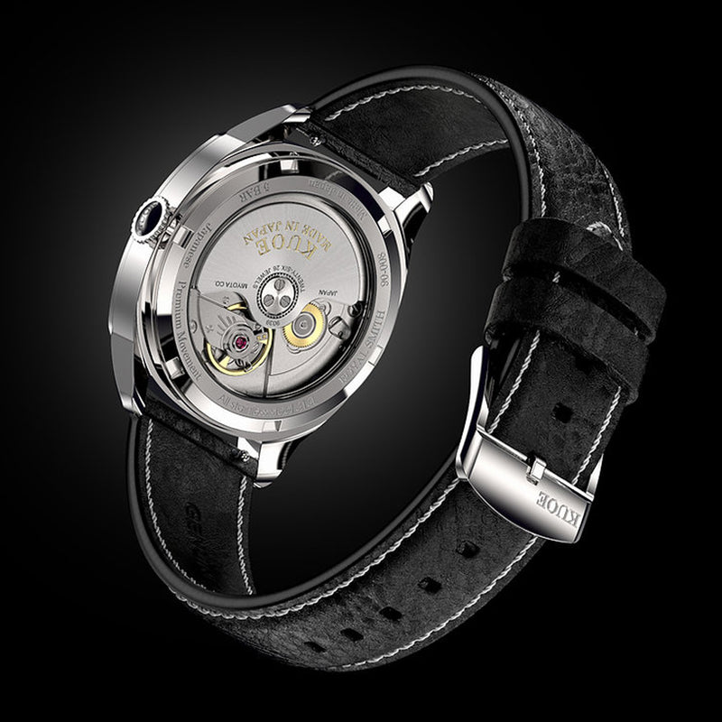 KUOE Royal Smith 90-008 Silver 34mm Dress Watch with Ivory Dial #RS90008-SV-SV