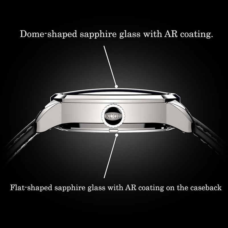 KUOE Royal Smith 90-008 Silver 34mm Dress Watch with Ivory Dial #RS90008-SV-SV