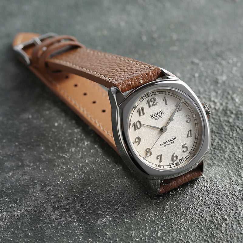 KUOE Royal Smith 90-008 Silver 34mm Dress Watch with Ivory Dial #RS90008-SV-SV