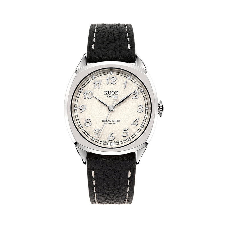 KUOE Royal Smith 90-008 Silver 34mm Dress Watch with Ivory Dial #RS90008-SV-SV