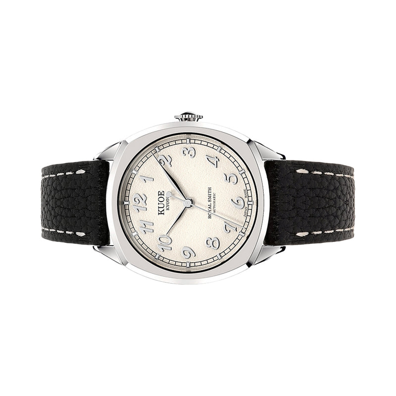 KUOE Royal Smith 90-008 Silver 34mm Dress Watch with Ivory Dial #RS90008-SV-SV