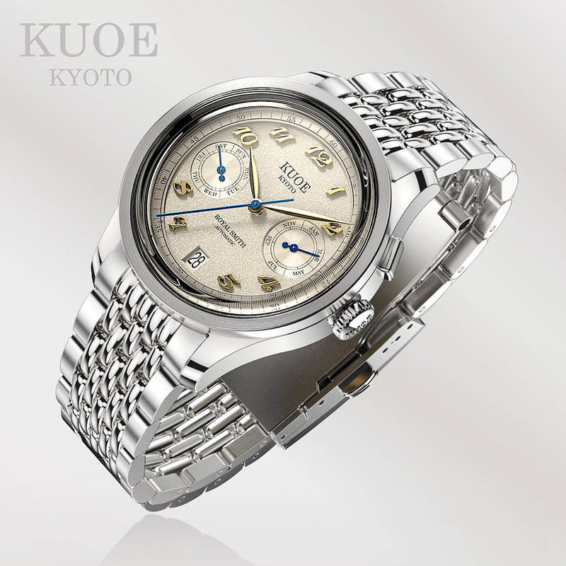 KUOE Royal Smith 90-0010 Grainy Ivory Dial Watch #RS90010-IV-GRAINY-BOR-EX