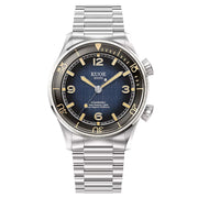 KUOE Sombrero 90-011 Blue Linen Textured Dial Watch #SM90011-GNV-FLAT