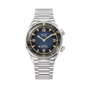 KUOE Sombrero 90-011 Blue Linen Textured Dial Watch #SM90011-GNV-FLAT