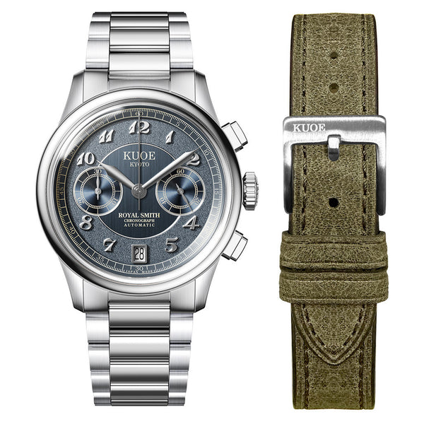 KUOE ROYAL SMITH 90-012 Automatic Chronograph with Navy Dial #RS90012-A-NV-FLAT