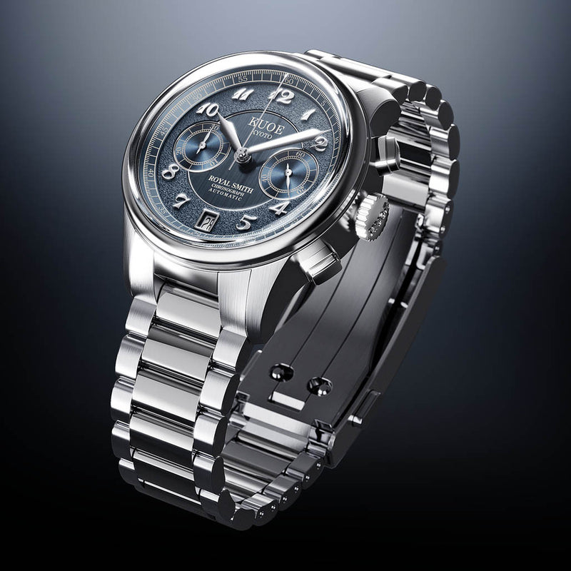 KUOE ROYAL SMITH 90-012 Automatic Chronograph with Navy Dial #RS90012-A-NV-FLAT