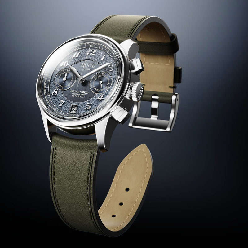 KUOE ROYAL SMITH 90-012 Automatic Chronograph with Navy Dial #RS90012-A-NV-FLAT
