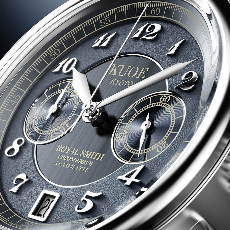 KUOE ROYAL SMITH 90-012 Automatic Chronograph with Navy Dial #RS90012-A-NV-FLAT