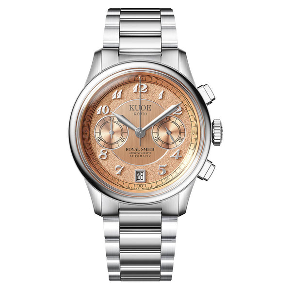 KUOE ROYAL SMITH 90-012 Automatic Chronograph with Salmon Dial #RS90012-A-SAL-FLAT