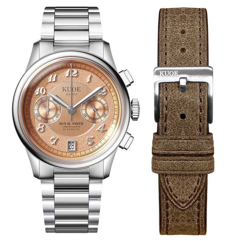 KUOE ROYAL SMITH 90-012 Automatic Chronograph with Salmon Dial #RS90012-A-SAL-FLAT