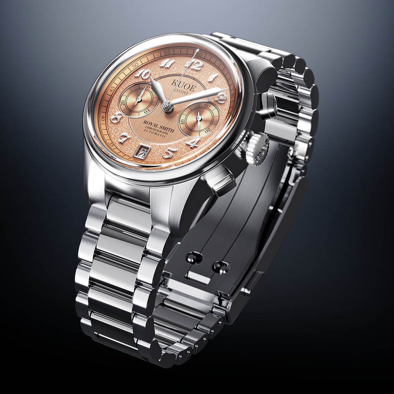 KUOE ROYAL SMITH 90-012 Automatic Chronograph with Salmon Dial #RS90012-A-SAL-FLAT