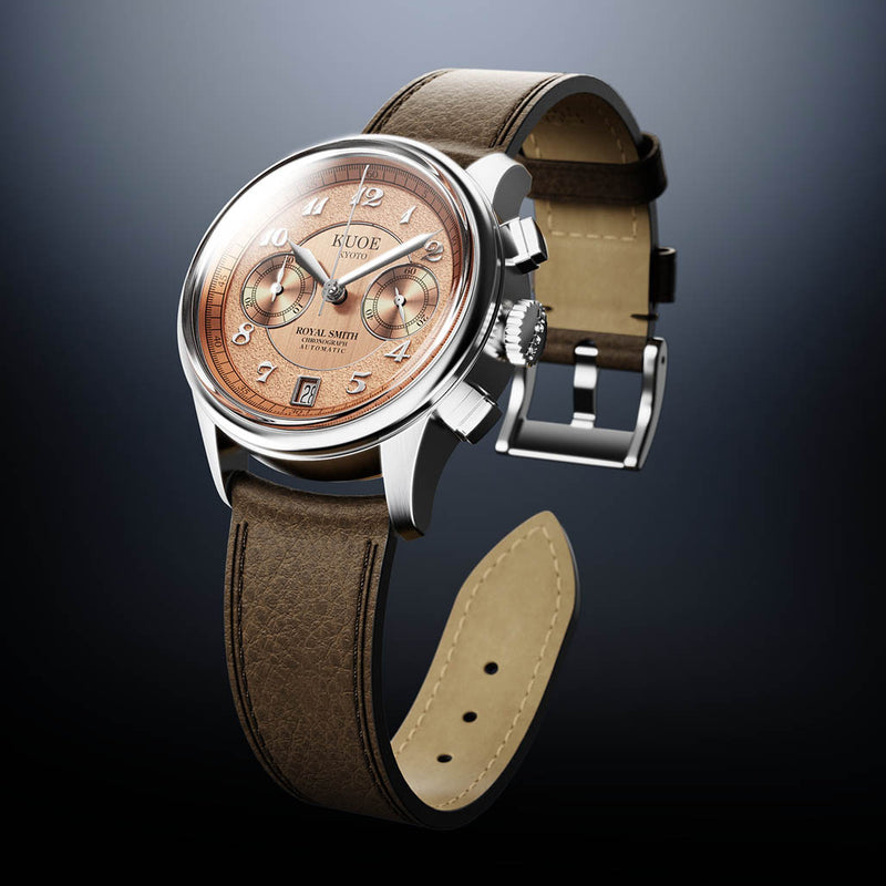 KUOE ROYAL SMITH 90-012 Automatic Chronograph with Salmon Dial #RS90012-A-SAL-FLAT
