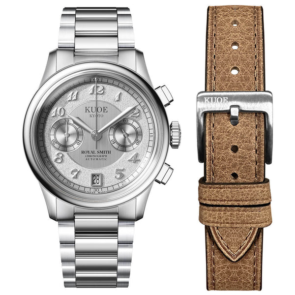KUOE ROYAL SMITH 90-012 Automatic Chronograph with Silver Dial #RS90012-A-SV-FLAT
