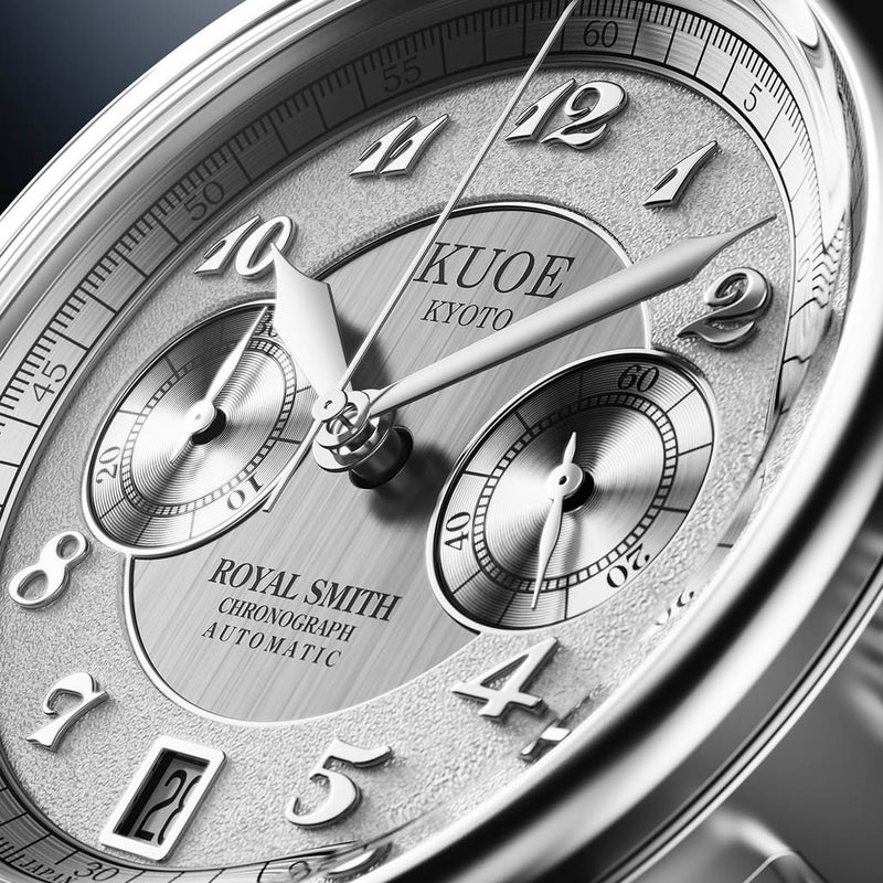 KUOE ROYAL SMITH 90-012 Automatic Chronograph with Silver Dial #RS90012-A-SV-FLAT