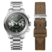 KUOE ROYAL SMITH 90-012 Automatic Chronograph with Green Dial #RS90012-GR-FLAT